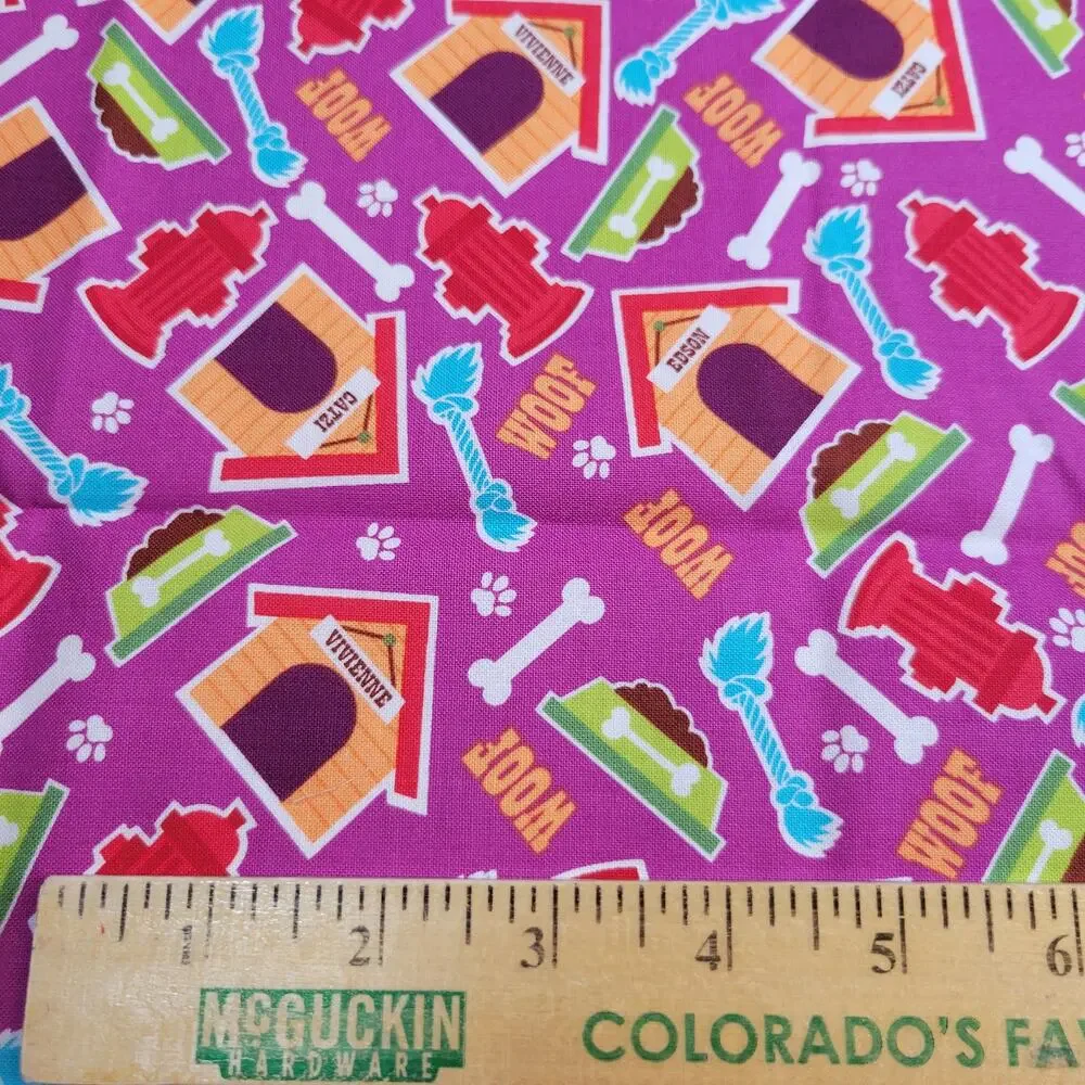 Dog Print Cotton Fabric 1yd x44